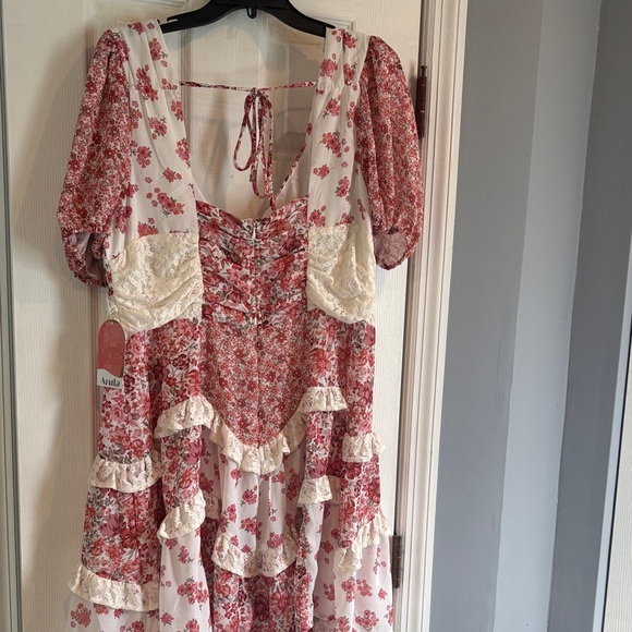 ARULA Pink and Cream Floral Mini Dress - Picture 3 of 8